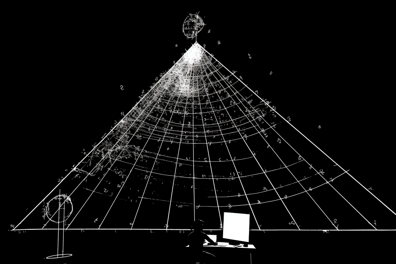 A figure thinking beneath a cosmological sky